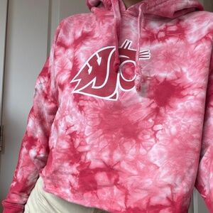 Washington State Tie Dye Crop Hoodie Large